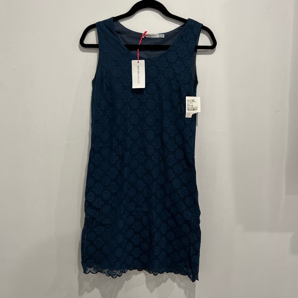 NWT See By Chloe Blue Midi Sleeveless Dress